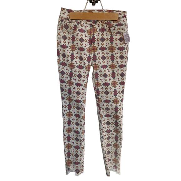 Free People Wild Child Printed Aztec High Waist Rise Skinny Jeans 27 X 28 NWT - Picture 8 of 10